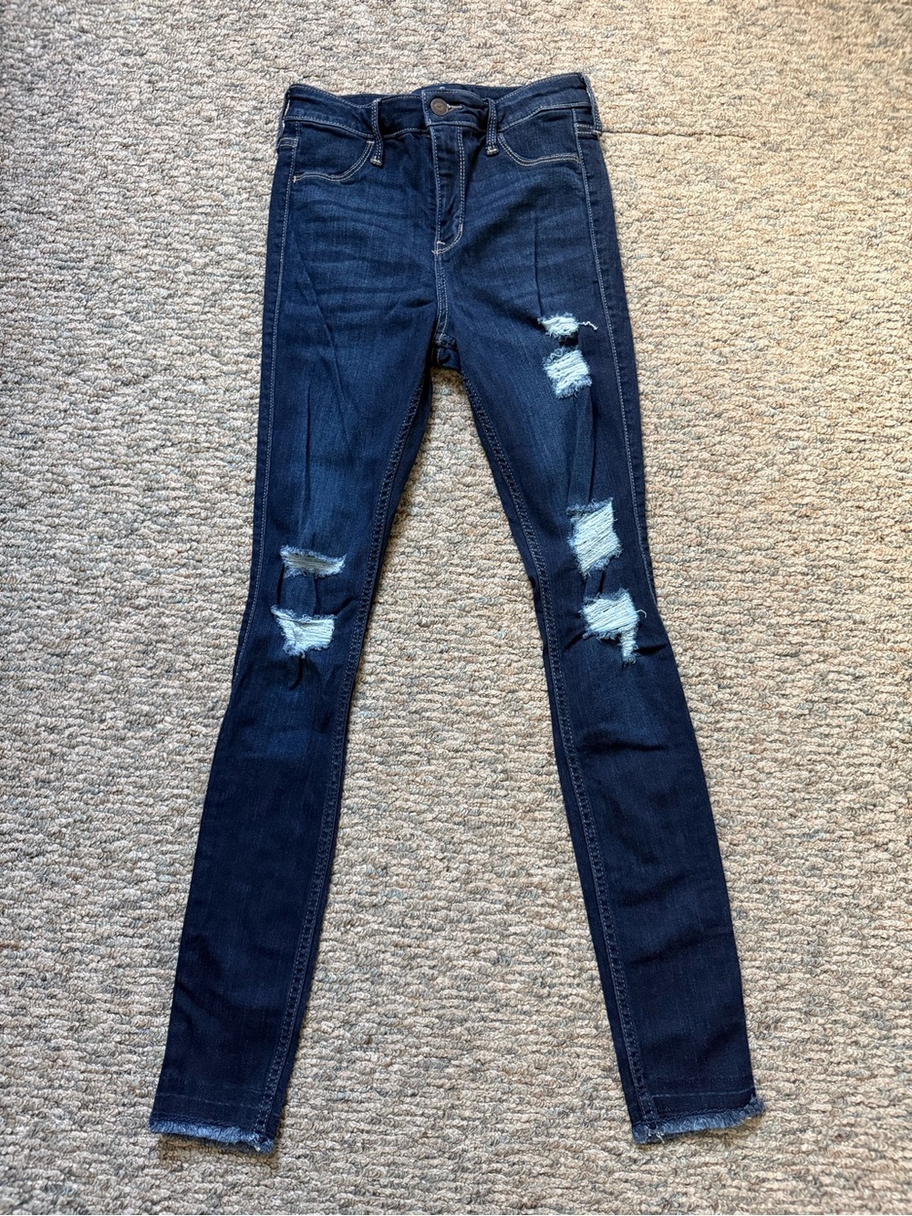 Hollister Dark Blue Ripped Skinny Jeans